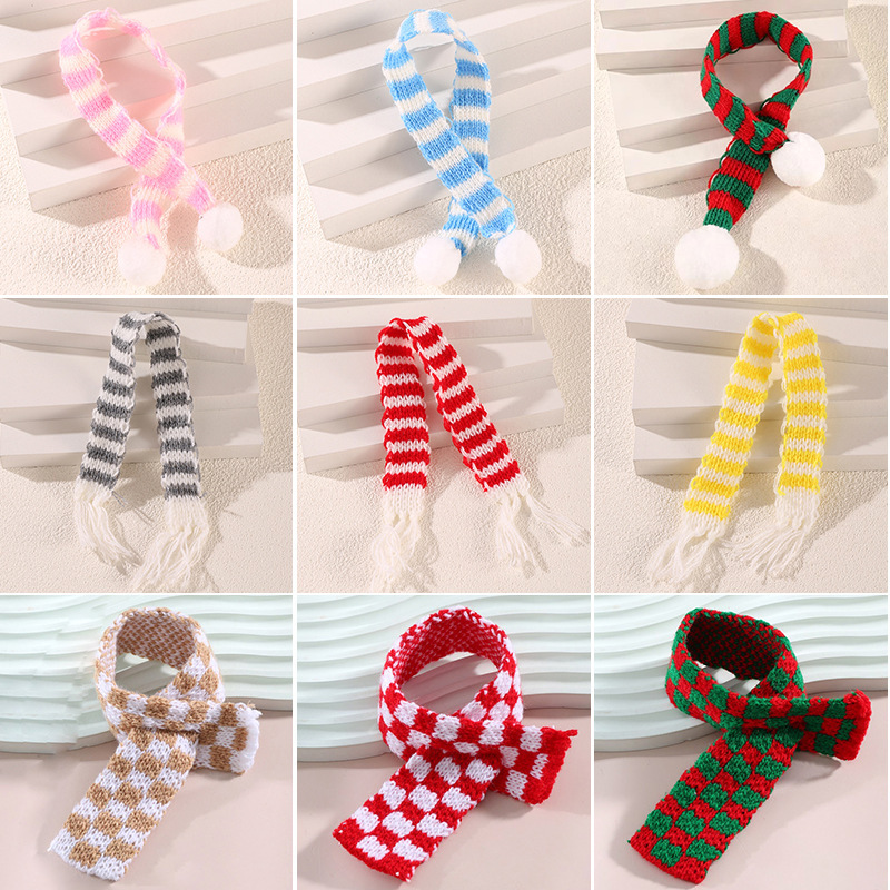 In Stock Mini knitted scarf handmade diy doll toy accessories Christmas decoration finger small scarf wholesale