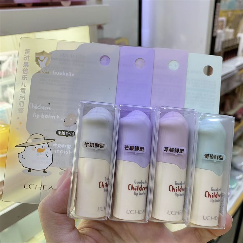Bálsamo labial incoloro Lei Qi, hidratante, diseño de dibujos animados