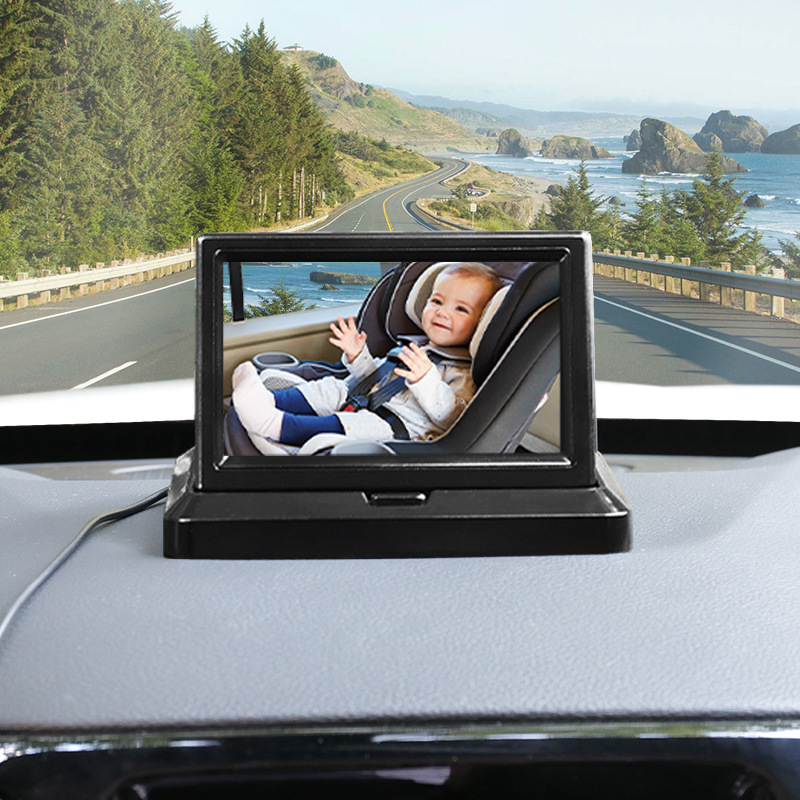 亚马逊爆款宝宝车内监控器后视镜汽车婴儿安全座椅观察摄像头高清