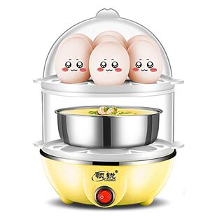 ∈Mini Egg Cooker, Low-Power Egg Steamer, Dormitory Baby Single-Layer 1-7 Egg Breakfast Machine, Automatic Shut-Off