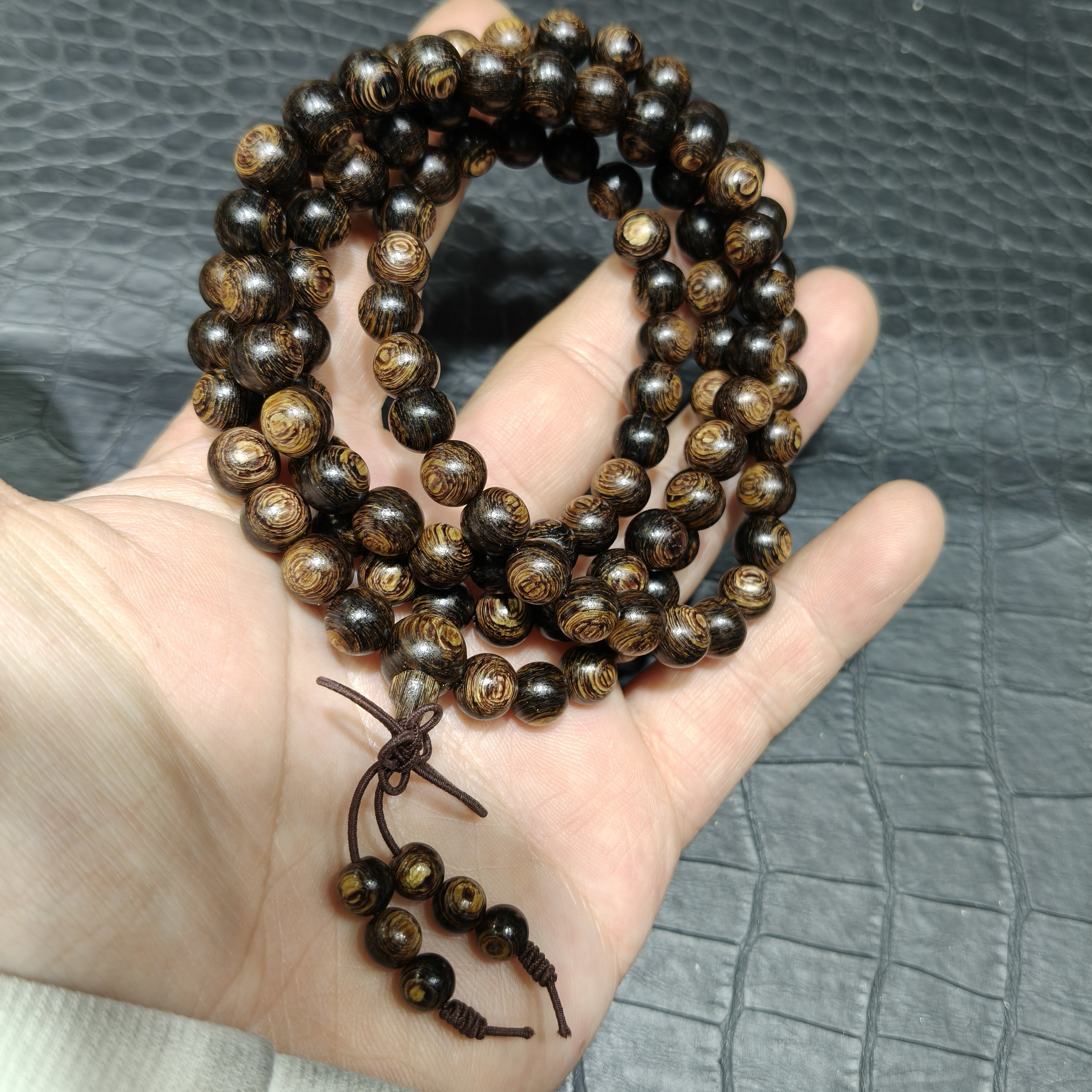 印尼达拉干对眼黑棋木质手串8mm佛珠手链