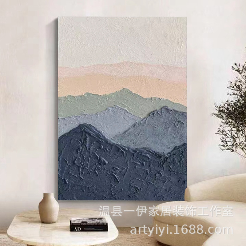 Hand-painted texture three-dimensional light luxury painting cream style oil painting simple abstract living room decorative painting hallway living room hanging painting thick