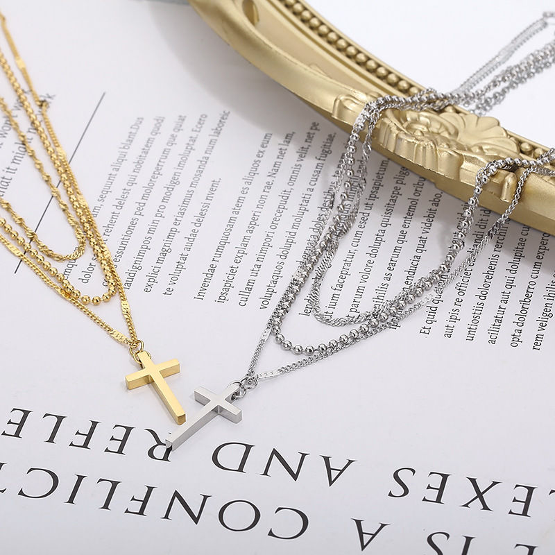 18K Gold Plated Plating Material 304 Stainless Steel Pendant Material PVD Coated 18K Gold Plated Geometric Stainless Steel Elegant Waterproof Non Tarnish 304 Stainless Steel Layered Necklaces