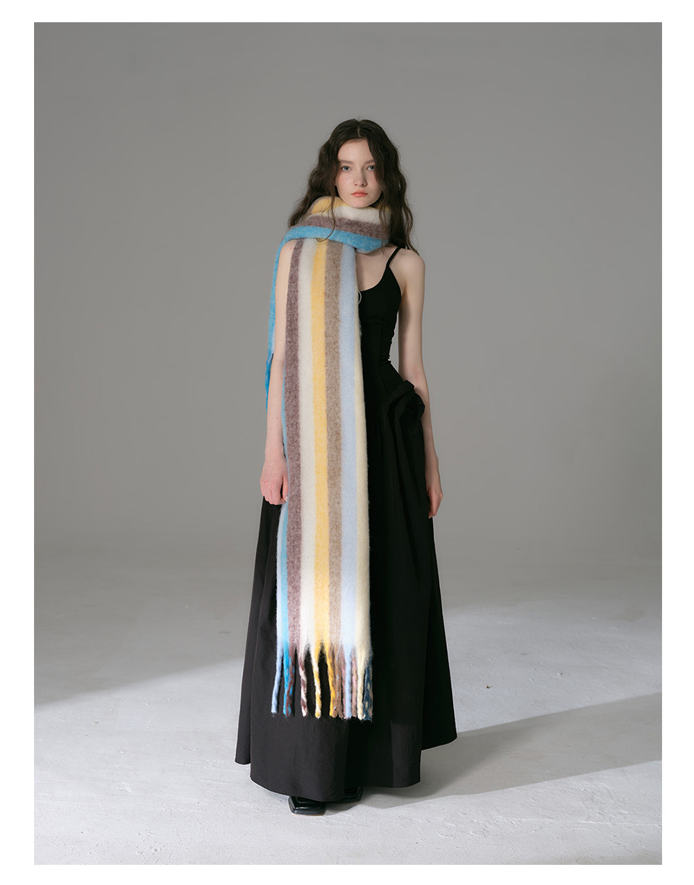 Regenbogen-schal Mit Streifen Aus Kunstkaschmir Für Damen_voghion.com