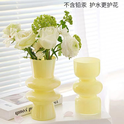 Small vase ins style high-looking retro glass vase wholesale ornaments dry flower vase hydroponic high-end