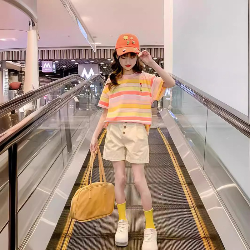 Girls' Shorts Set 2026 Summer New Style Medium and Large Children's Pure Cotton Short-Sleeved T-Shirt Sports and Leisure Two-Piece Set Girls' Shorts Set 2026 Summer New Style Medium and Large Children's Pure Cotton Short-Sleeved T-Shirt Sports and Leisure Two-Piece Set