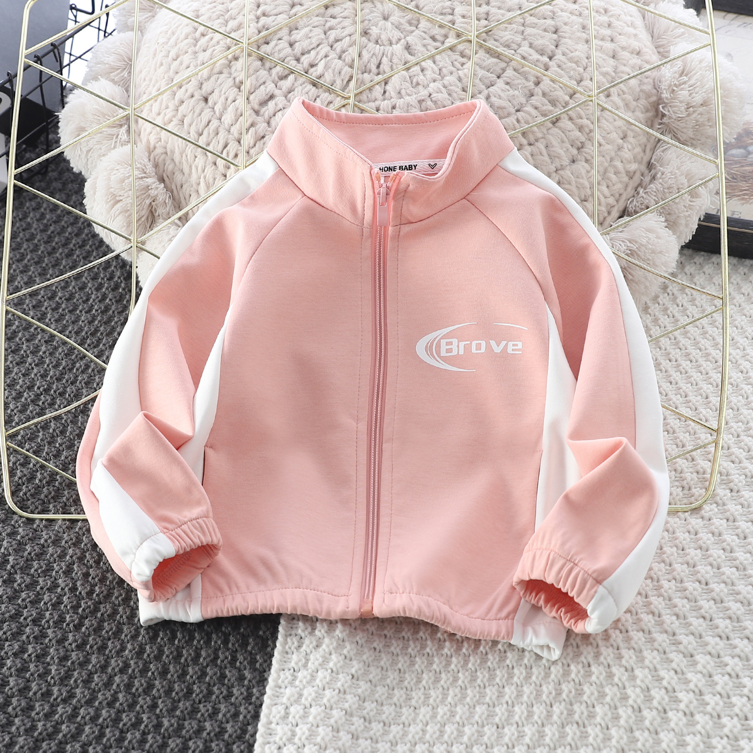 Children's outerwear Spring new style children's clothing, simple and casual, sporty stand up collar zipper sweater,_voghion.com