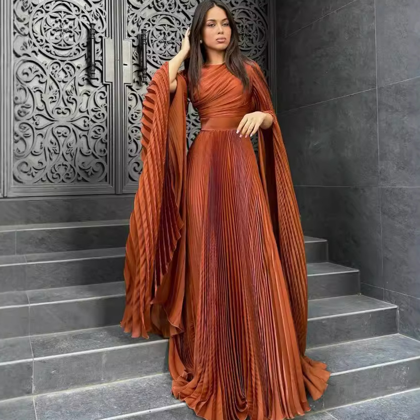 2024 Summer New European and American Cross-border Amazon Cross-border Solid Color Girdle Ladies Elegant Long Evening Dress for Women