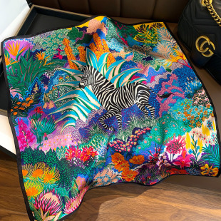 53CM Western style jungle zebra 100% silk hair band silk scarf small square scarf women's thin silk scarf scarf all-matching