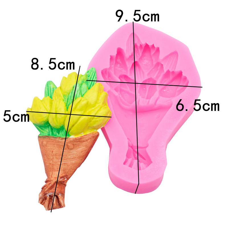 Multi-estilo tulipán ramo silicona DIY molde coche aromaterapia yeso epoxi molde pastel postre Decoración Accesorios