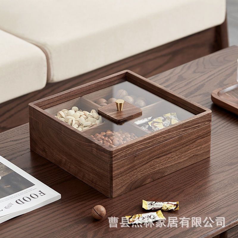 现货木质干果盒四宫格早生贵子收纳盒瓜子糖果盒水果零食盒坚果盒|undefined