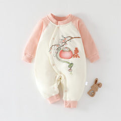 Winter and Autumn Baby One-piece Cotton Padded Coat 40g Thick Interlayer Newborn Cotton Clothing Cute Cartoon Baby Cotton Coat for Outdoor Wear