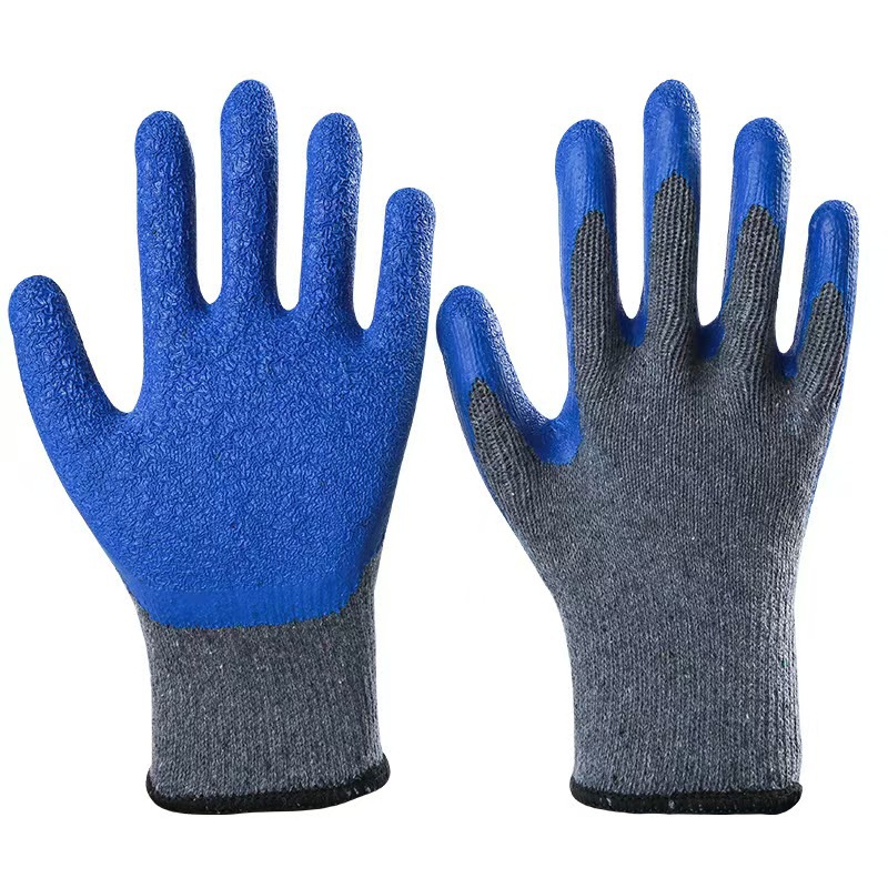 Guantes de protección laboral para el trabajo en seco, guantes de goma de látex resistentes al desgaste, neumáticos antideslizantes al por mayor, guantes de algodón de goma transpirables
