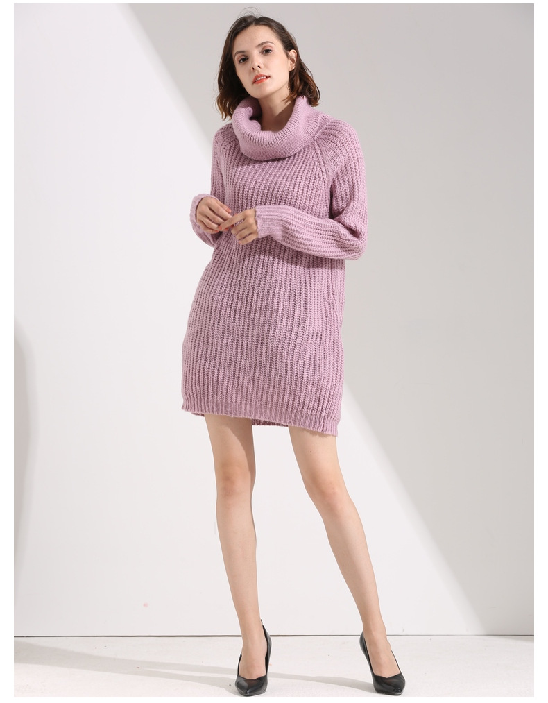 Autumn Winter Women Clothing Sweater Sweater Women Long Sleeve High-Necked All-Matching Solid Color Pullover Bottoming Shirt Women Sweater