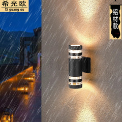 屋外防水ウォールランプダブルヘッド上下ウォールウォッシャーランプ中庭廊下通路ライトヴィラアルミニウム E27 ホームライト