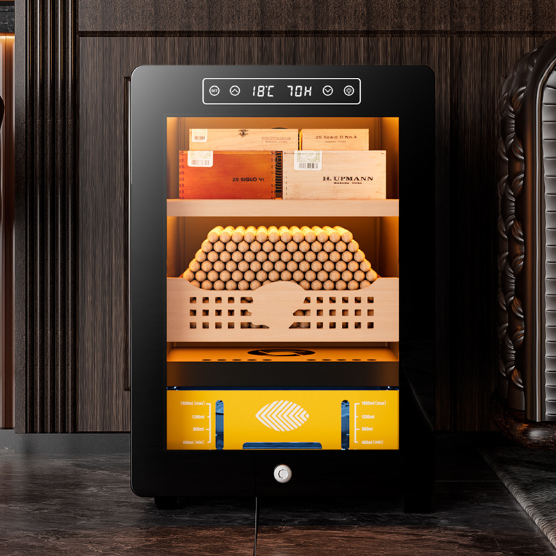 Jialong 33C Cigar Cabinet Constant Temperature and Humidity Mellow Cedar Wood Shelf Fashionable Curved Compressor Cigar Wine Cabinet