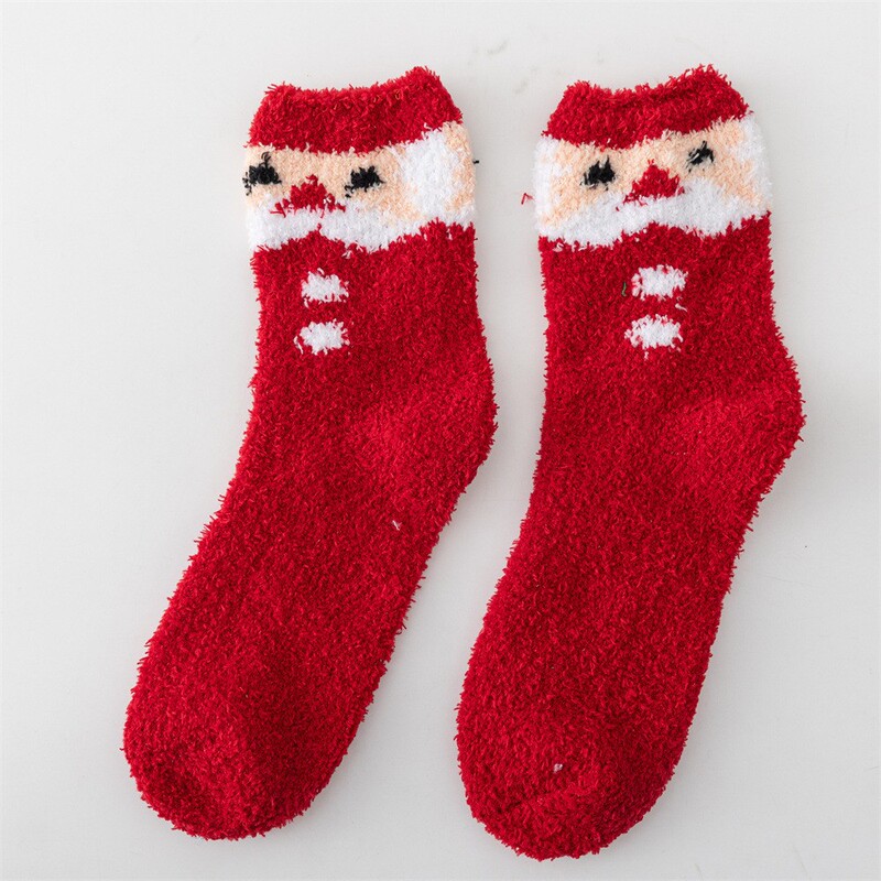 24 Styles in Stock Slipper Socks Women's Elk Elderly Stuffed Sleep Socks Fluffy Home Coral Fleece Socks Christmas Socks