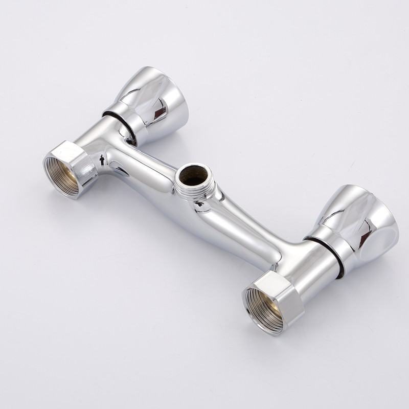 Copper double-handle shower faucet double-hand wheel double-control hot and cold water mixing valve bathtub shower head