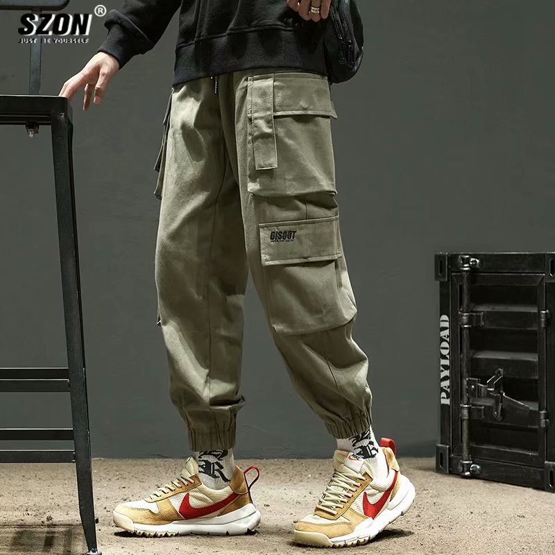 Men's Thin Trendy Brand Loose Multi-pocket Loose Casual Pants Spring and Autumn All-match Cropped Pants for Boys