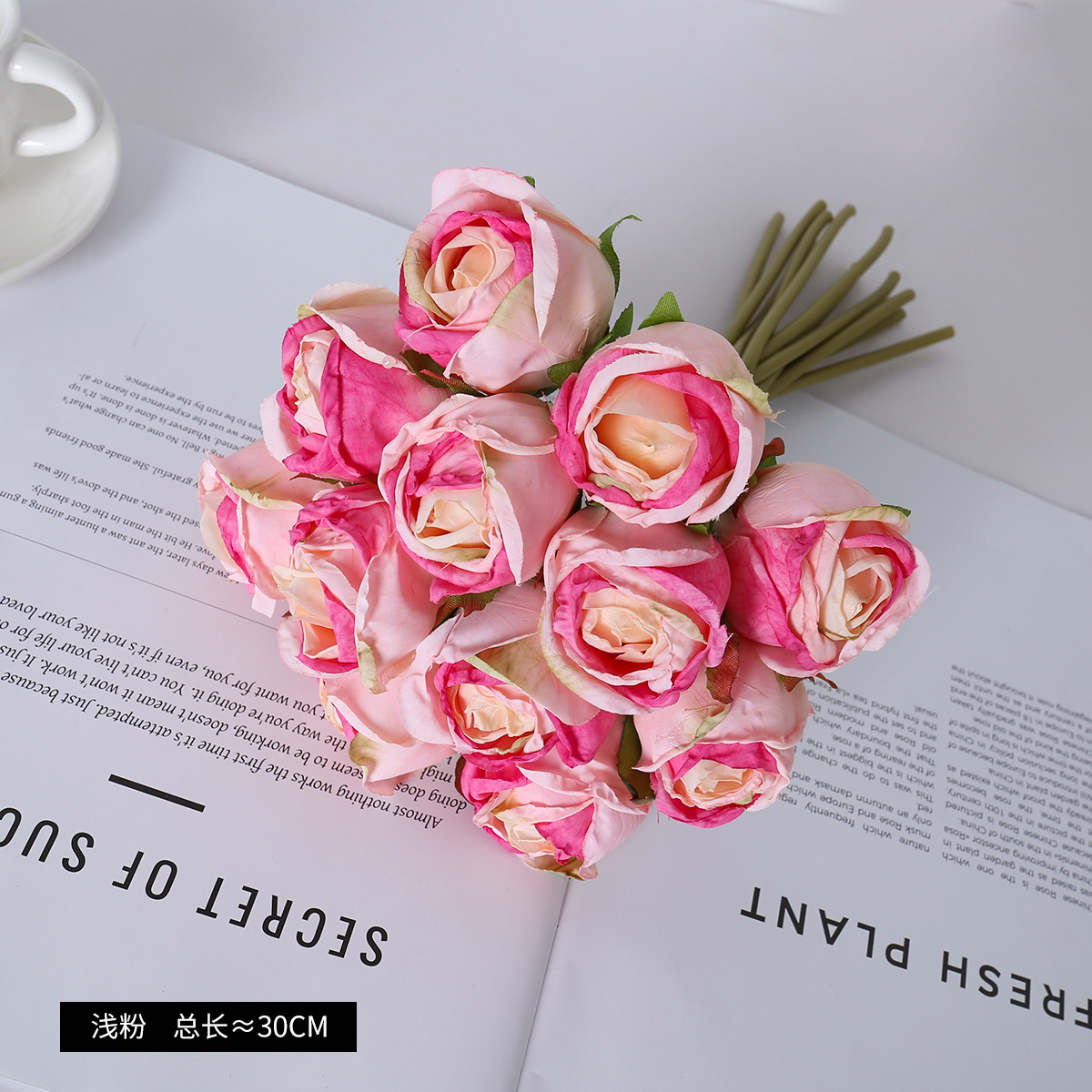 Simulación transfronteriza decoración de flores de rosas 12 rosas pequeñas bodas de la novia simulación de rosas pequeñas