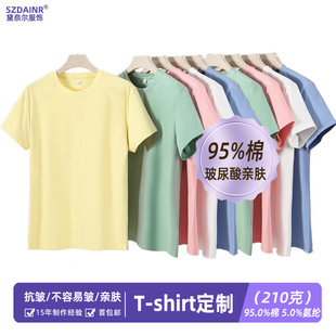 2025 New Hyaluronic Acid Anti-Wrinkle Skin-Friendly Cotton Ammonia Round Neck T-Shirt 210g Classy Short-Sleeved Advertising Shirt Customization
