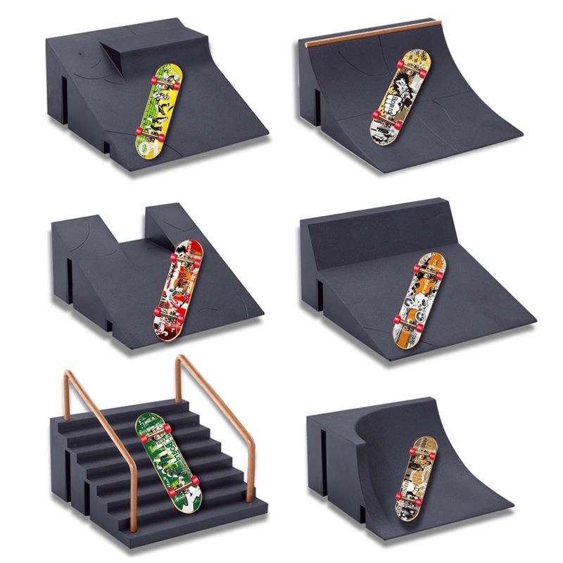 Cross-border alloy finger skateboard platform site combination 6 scenes props fingertip toy set skateboard park building