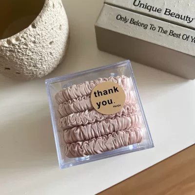 Korean High-Elastic Satin Pleated Scrunchie Hair Tie Ins High-Value Ponytail Hair Band with a High-End Feel (Saç üçün rezinlər) - 1-pink