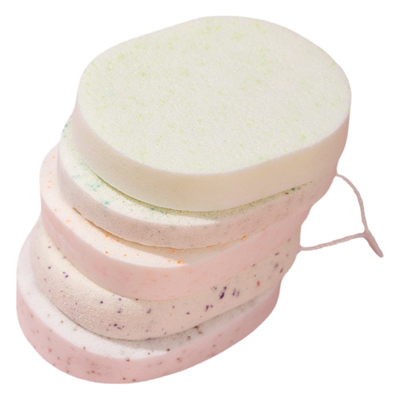 Simple and Fresh Oval-Shaped Makeup Remover and Face Wash Sponge, Soft and Skin-Friendly, Portable Face Wash Sponge, Ins-Style Makeup Remover and Face Wash Sponge