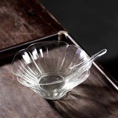 Dandelion Glass Bowl Glass Spoon Set Home Use High-Temperature Resistant Fruit Salad Bowl Bird Nest Bowl Tea Bowl High Aesthetic