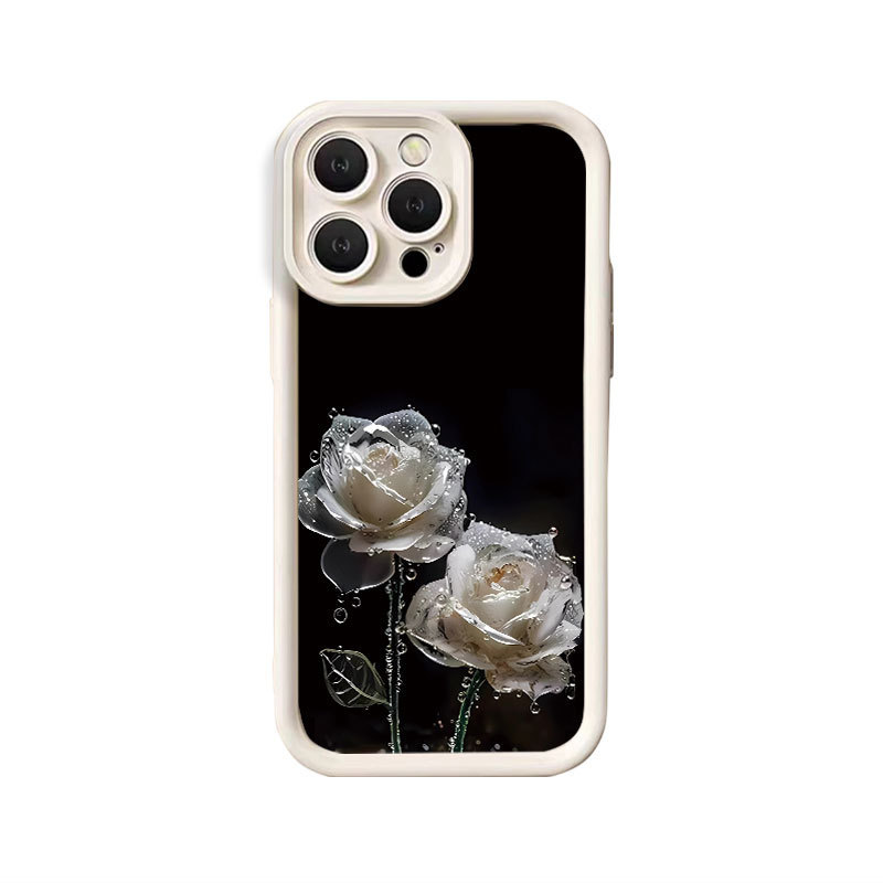 水晶玫瑰适用苹果15pro跨境16promax手机壳iphone17小众14全包13|undefined