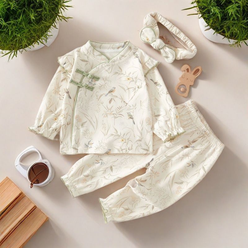 Primavera y verano para bebés, ropa casera de algodón, dos piezas, ropa de bebé, ropa de recién nacido.