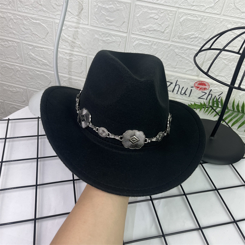 Sombrero Cowboy de Lana con Dije Ovalado de Ala Ancha para Primavera image 3