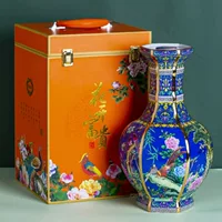 Керамическая бутылка для вина 2.5kg эмалированных цветных цветов и птиц, домашние герметичные декоративные коллекционные украшения 2.5kg с подарочной коробкой, оптовая продажа