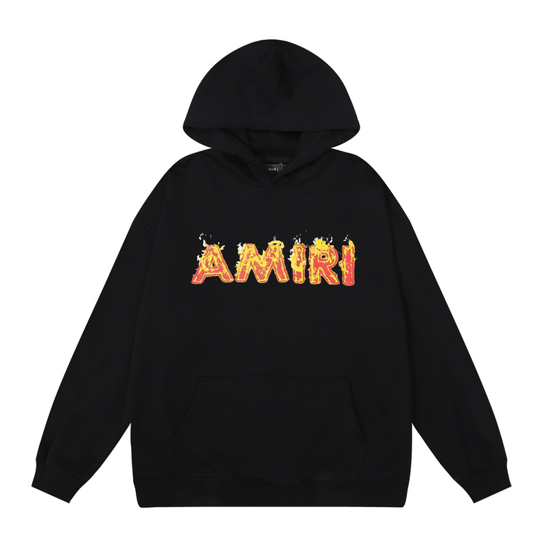 アメリカンストリート Amiri ニッチハイストリート男性と女性のカップルソリッドカラーコットンプリントプルオーバースウェットシャツレトロパーカー|undefined