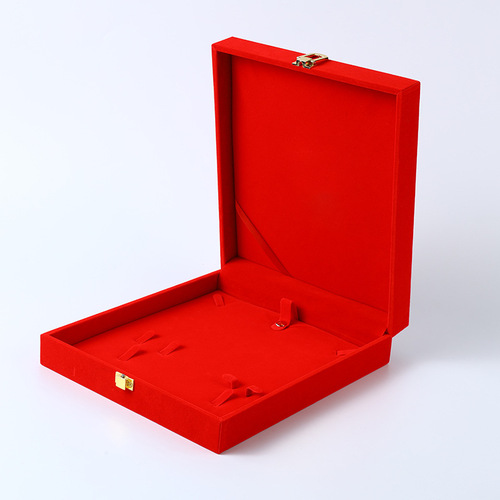 Bulk wedding celebration jewelry hardware wedding celebration set boxes with silk fabric and high-quality red velvet ties, bridal storage boxes
