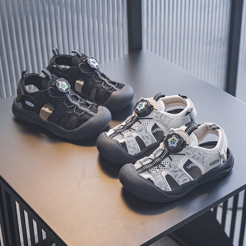 Детские летние сандалии для мальчиков 2025 года, повседневная пляжная обувь с мягкой подошвой, сетчатые спортивные туфли для девочек и малышей оптом