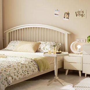 Nordic White Solid Wood Bed Modern Simple Cream Style 1.8m Double Bed 1.5m Master Bedroom Princess Storage Bed