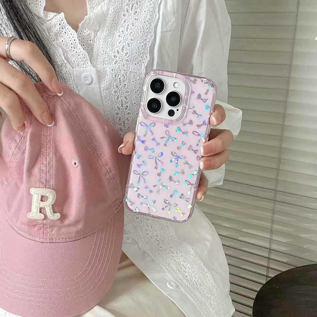 Lazo de pantalla completa láser coreano ins para iphone15ProMax/16 funda para teléfono móvil 13 Apple 14 girl