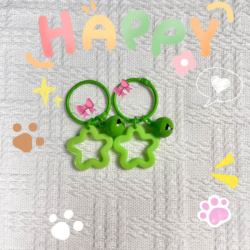 カラフルなアクリルスターキーホルダーリングかわいいベルスタースクールバッグロックバックルペンダントアクセサリーアクセサリー|undefined