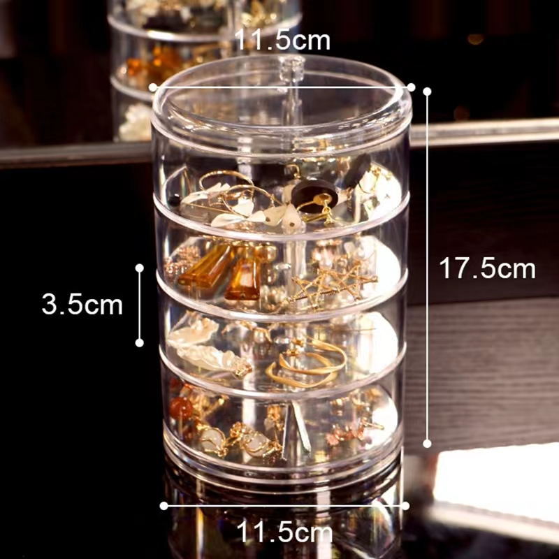 可爱迷你现代型旋转首饰盒首饰盒圆形耳钉便携多层整理架大容量