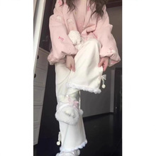 日系冬天裤子软妹秋冬长裤小众时尚洋气甜美减龄少女感学生直筒裤