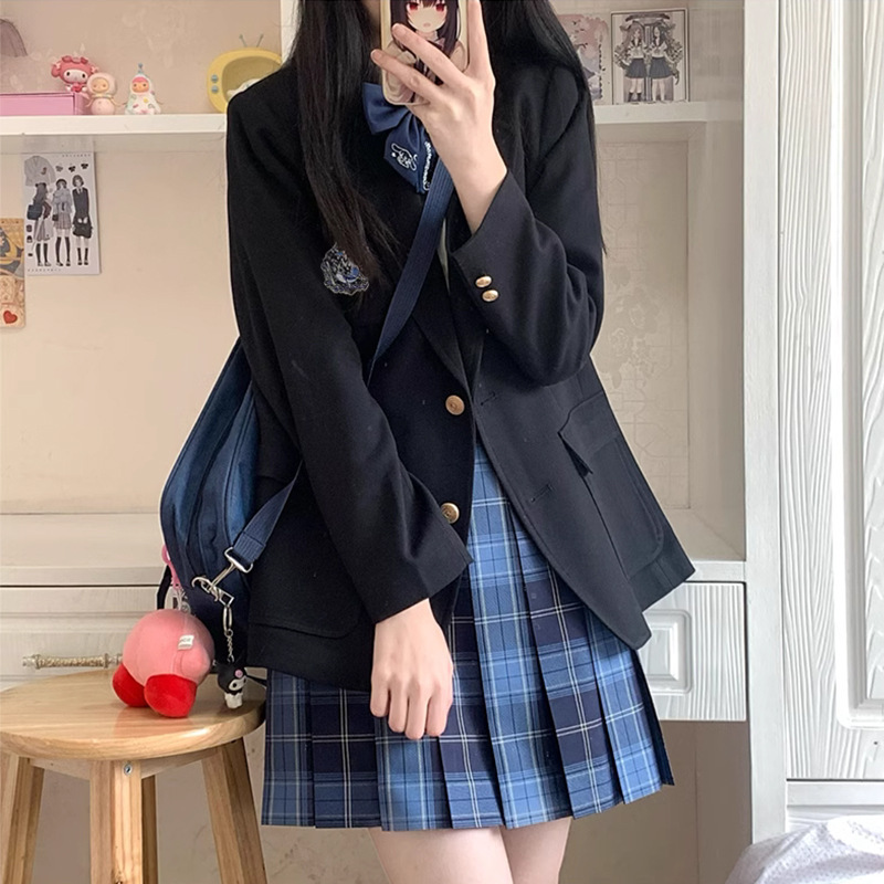 Korean style suit jacket student female college style jk uniform suit small suit full set autumn and winter pleated skirt