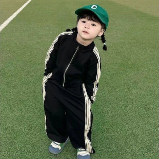 Girls' suit 2023 New Spring and Autumn Korean Style Western Style Baby Girl's Spring Wear Sports Leisure Long Sleeve Two-Piece Children's Wear