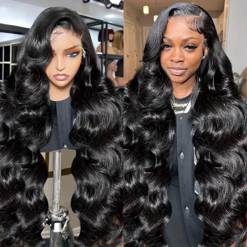Fashionable Long Wavy Wig Lace Trimmed 40 Inch Synthetic Hair Extensions_voghion.com
