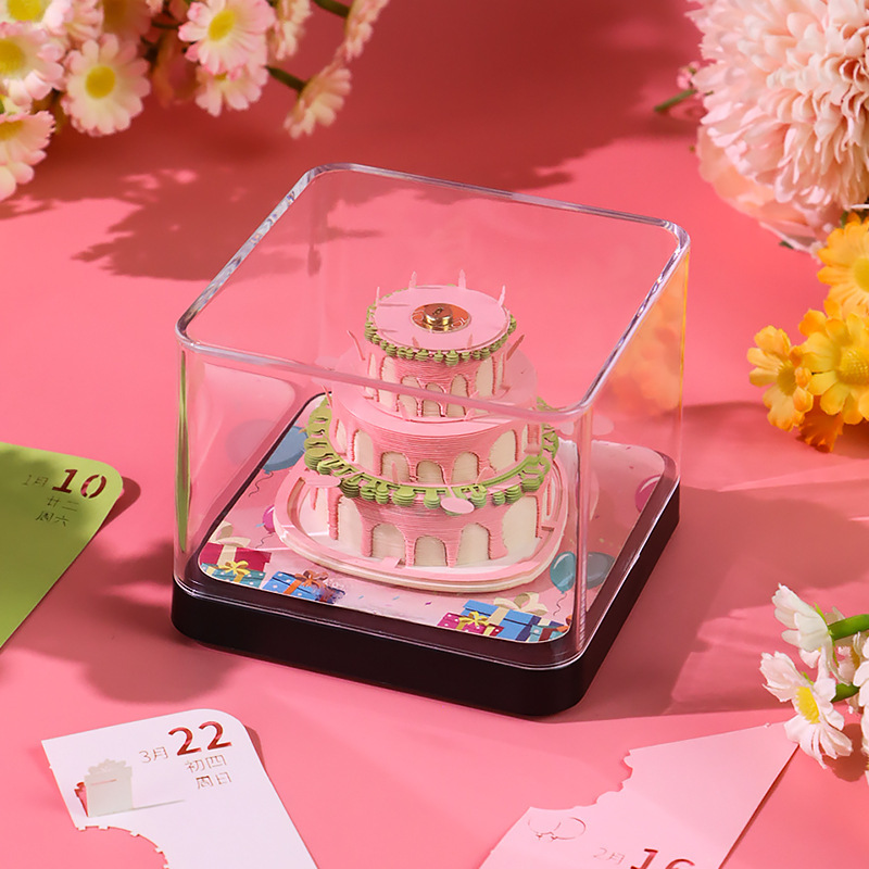 クリエイティブな誕生日プレゼントケーキ紙彫刻モデルデスクトップ装飾品ニッチ文化クリエイティブギフトカスタム 3D 立体メモ帳|undefined