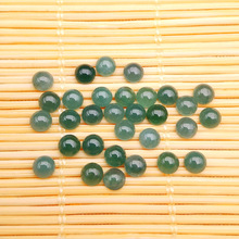 天然a货翡翠戒面 圆形危地马拉翡翠素面危料圆形蓝水翡翠镶嵌批发