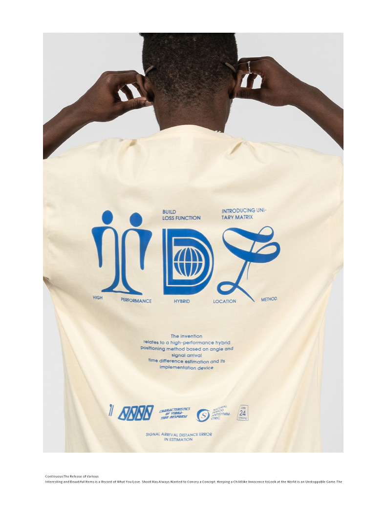 Vyriški trumpomis rankovėmis 220 g pavasario-vasaros medvilniniai laisvi marškinėliai paaugliams su kinišku abstrakčiu spaudiniu_voghion.com