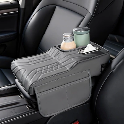 Car Armrest Box Heightening Pad, Universal Armrest box - colorful-cup-high-grade-gray