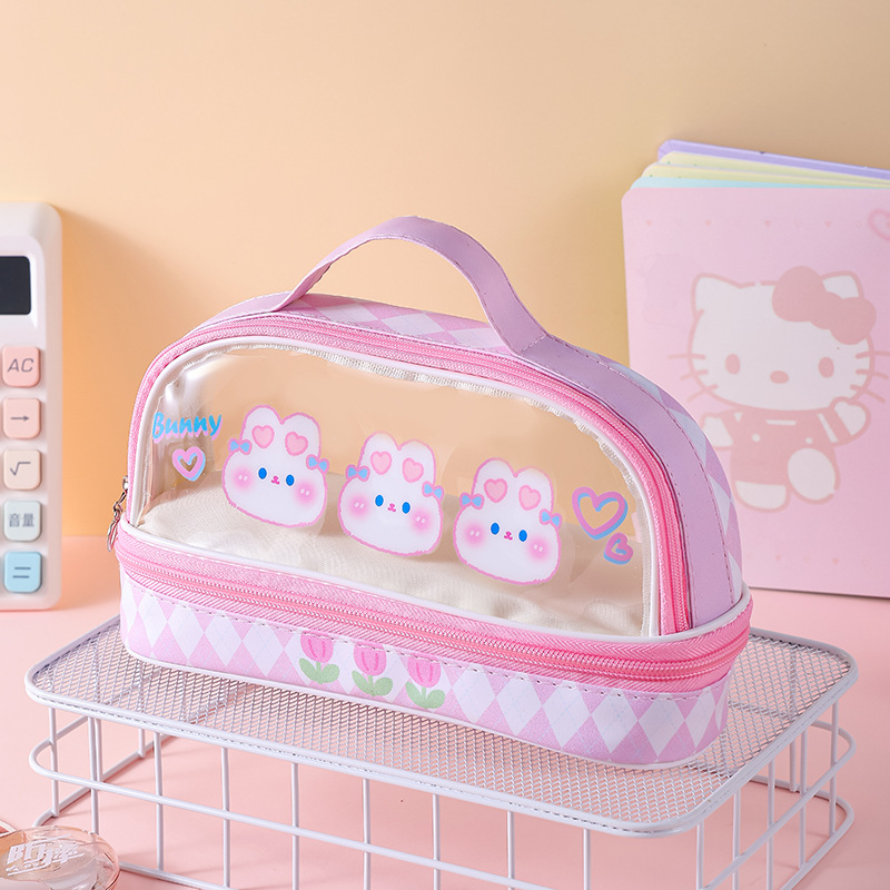 Caso de lápiz de gran capacidad de dibujos animados estudiante al por mayor caja de lápiz Portátil Bolsa de almacenamiento lindo simple bolsa de cosméticos caja de papelería