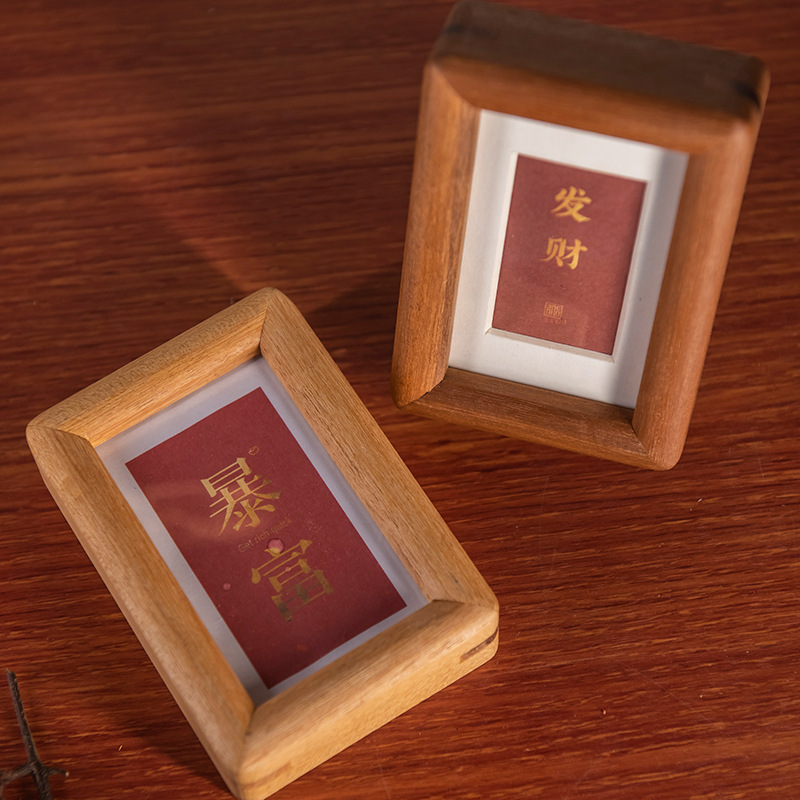 Solid Wood Photo Frame with Solid Wood Mortise and Tenon Walnut Color, Gold Sandalwood, Rounded Corners, Polished Mini 3inch Photo Display Stand, Three-Dimensional Tabletop Display